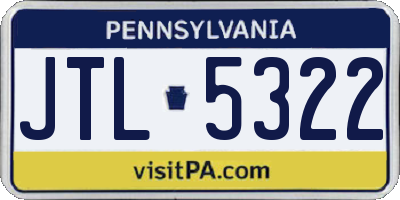 PA license plate JTL5322