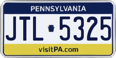 PA license plate JTL5325
