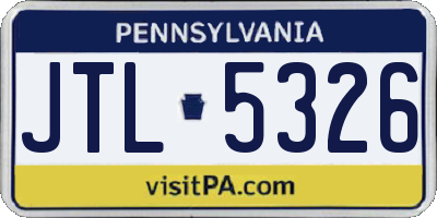 PA license plate JTL5326