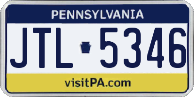 PA license plate JTL5346