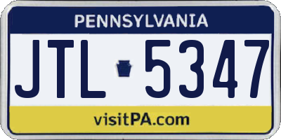 PA license plate JTL5347