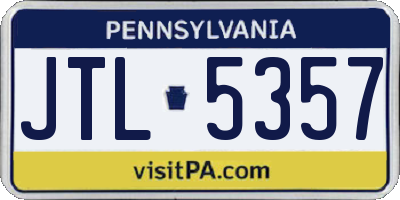 PA license plate JTL5357