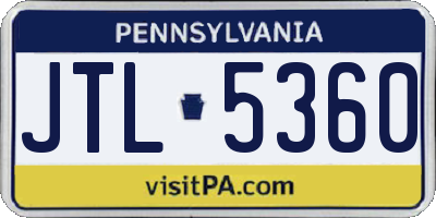 PA license plate JTL5360
