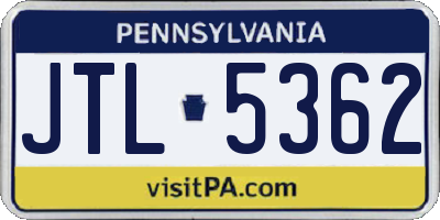 PA license plate JTL5362