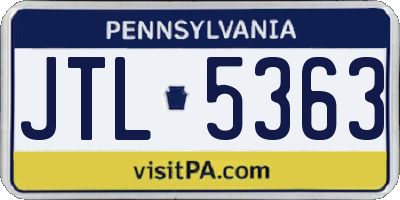 PA license plate JTL5363