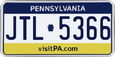 PA license plate JTL5366