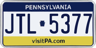 PA license plate JTL5377