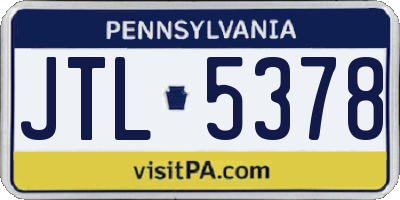 PA license plate JTL5378