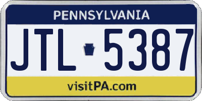PA license plate JTL5387