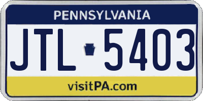 PA license plate JTL5403