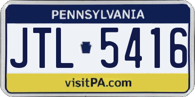 PA license plate JTL5416