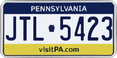 PA license plate JTL5423