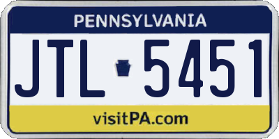 PA license plate JTL5451