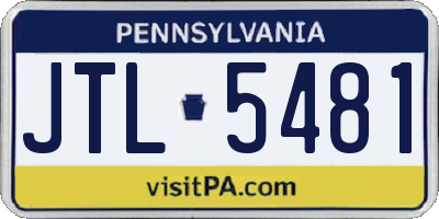 PA license plate JTL5481