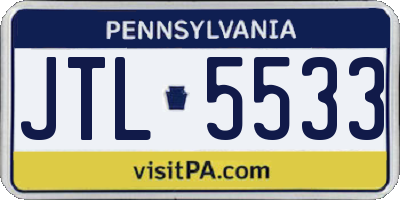 PA license plate JTL5533