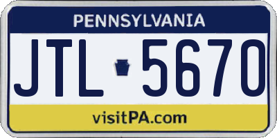 PA license plate JTL5670