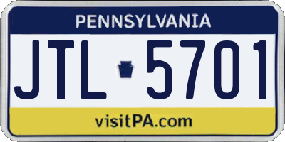 PA license plate JTL5701
