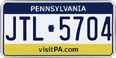 PA license plate JTL5704