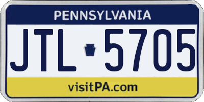 PA license plate JTL5705