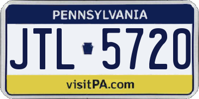 PA license plate JTL5720