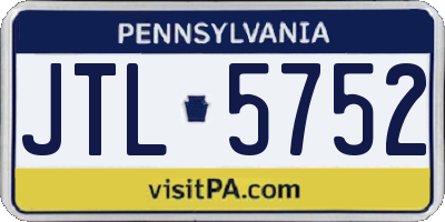 PA license plate JTL5752