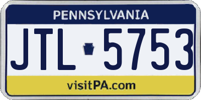 PA license plate JTL5753