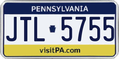 PA license plate JTL5755