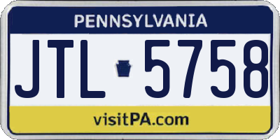 PA license plate JTL5758