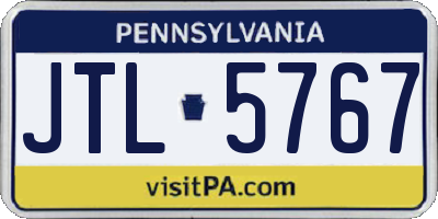 PA license plate JTL5767