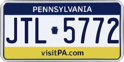 PA license plate JTL5772