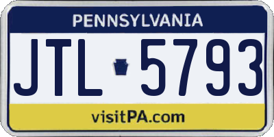 PA license plate JTL5793