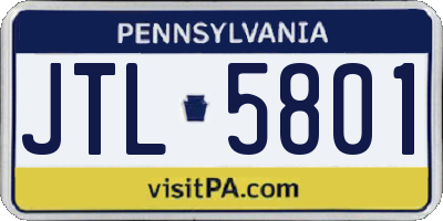 PA license plate JTL5801