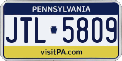 PA license plate JTL5809