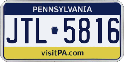 PA license plate JTL5816