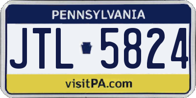PA license plate JTL5824