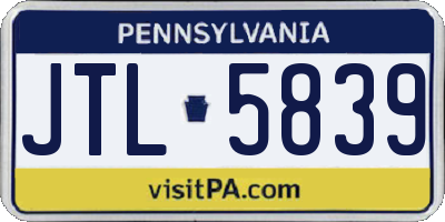 PA license plate JTL5839