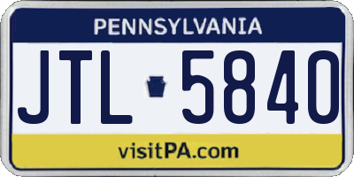 PA license plate JTL5840
