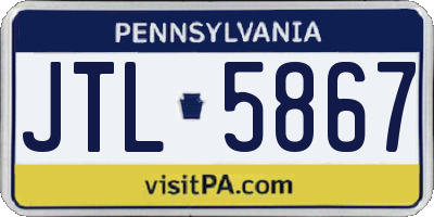 PA license plate JTL5867