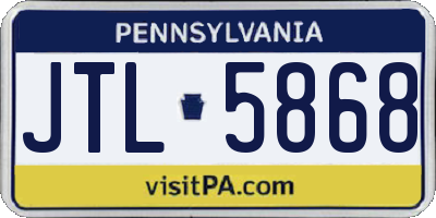 PA license plate JTL5868
