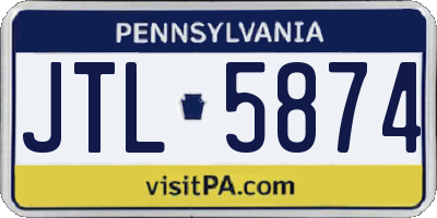 PA license plate JTL5874