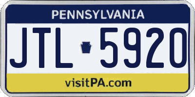 PA license plate JTL5920