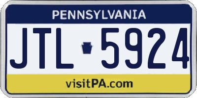 PA license plate JTL5924