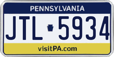 PA license plate JTL5934