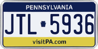 PA license plate JTL5936