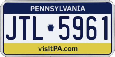 PA license plate JTL5961