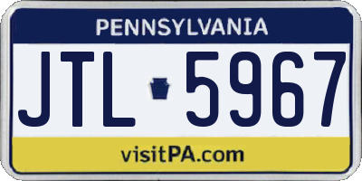 PA license plate JTL5967