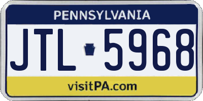 PA license plate JTL5968