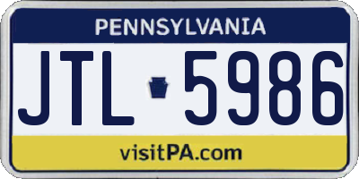 PA license plate JTL5986