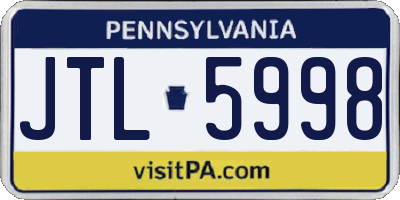 PA license plate JTL5998