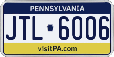 PA license plate JTL6006